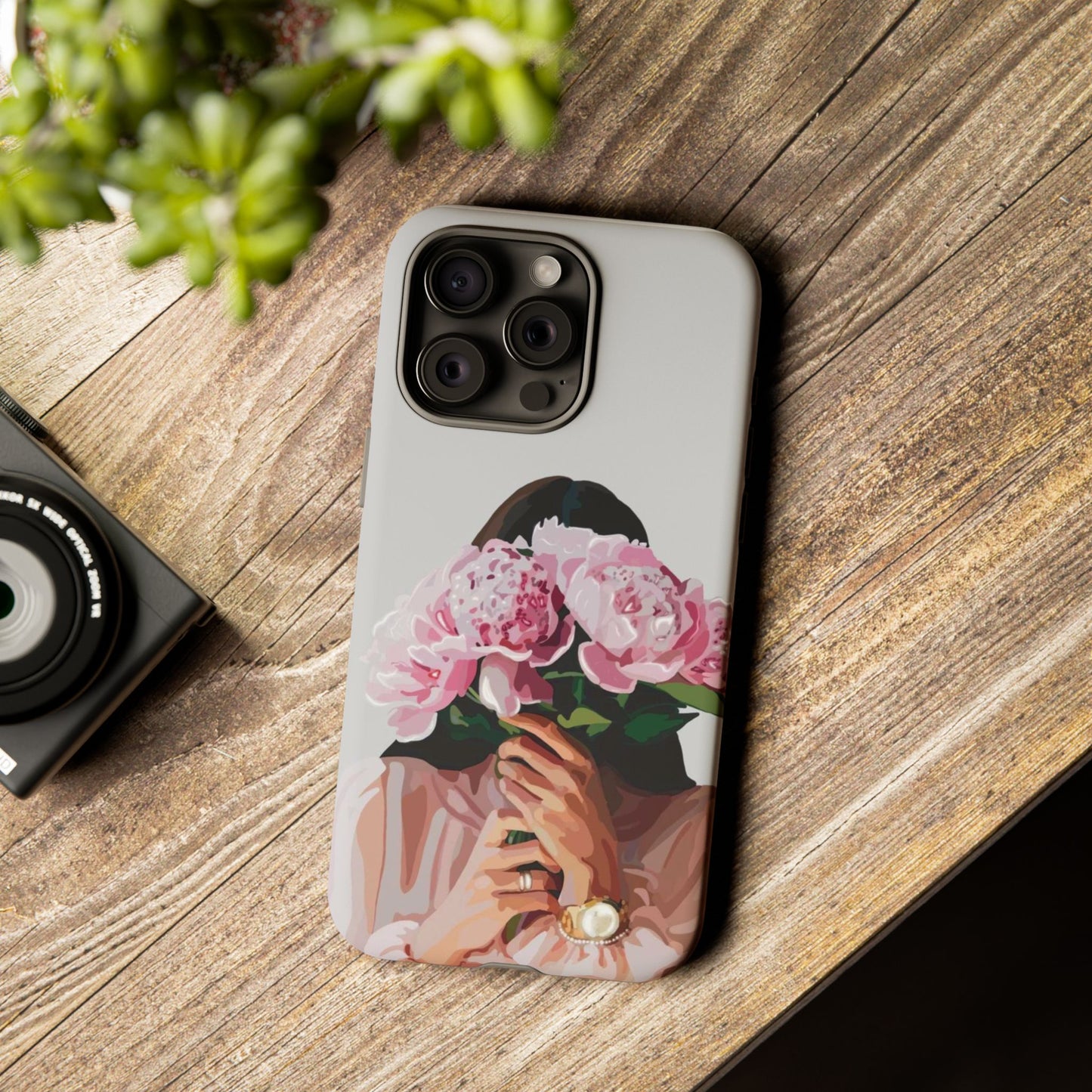Artistic Phone Case with Floral Design, Durable Phone Cover