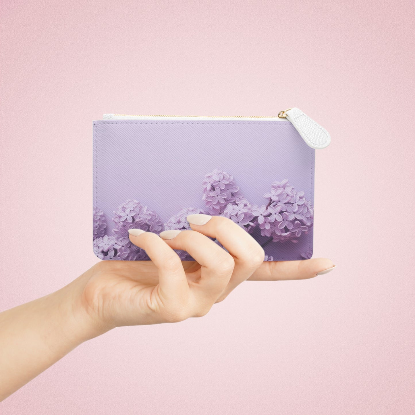 Floral Mini Clutch Bag - Blooming Lilac Design, Perfect for Everyday Use