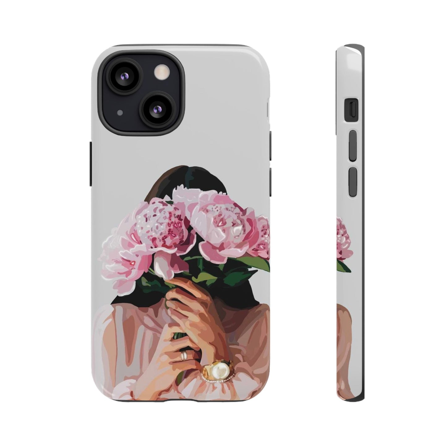 Artistic Phone Case with Floral Design, Durable Phone Cover