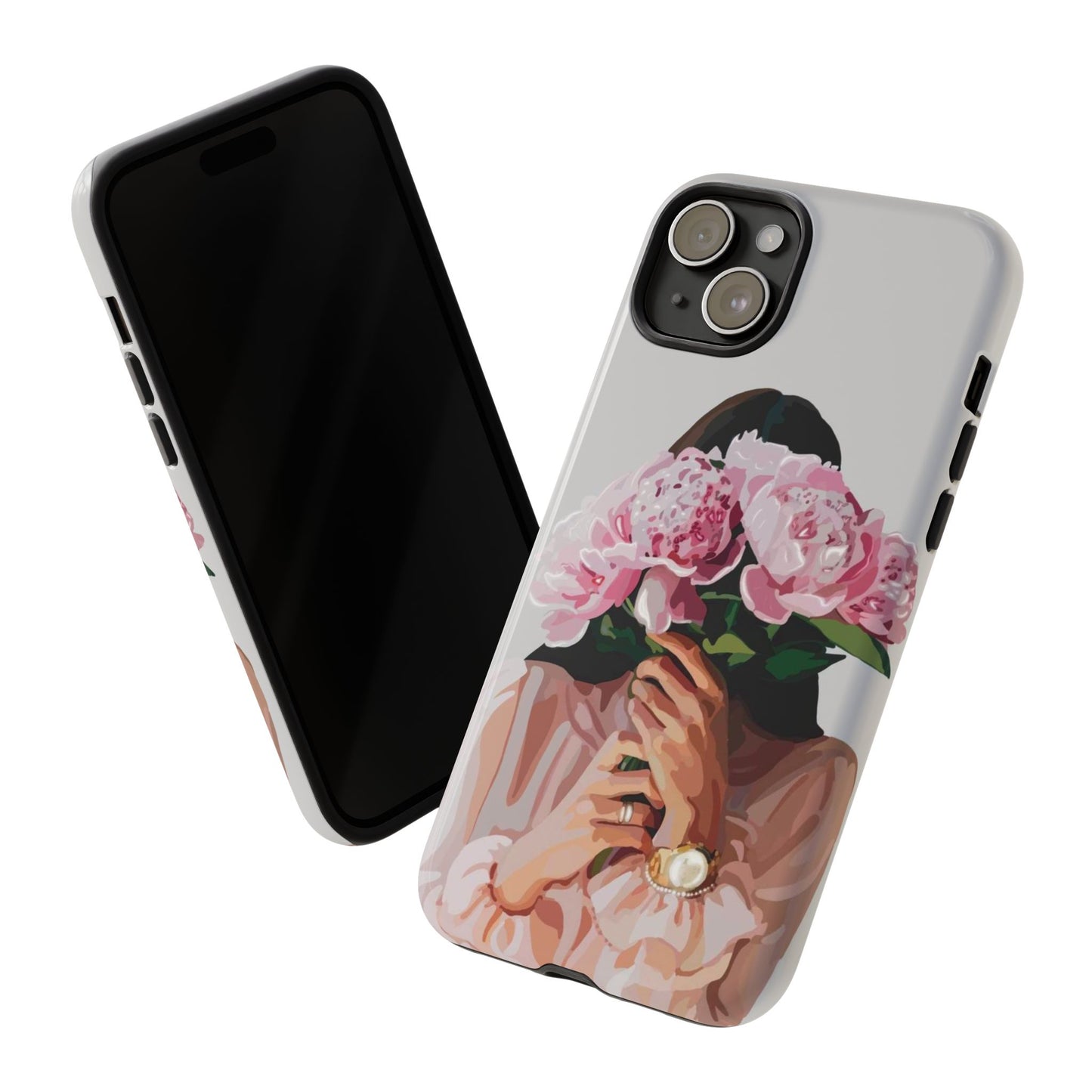 Artistic Phone Case with Floral Design, Durable Phone Cover