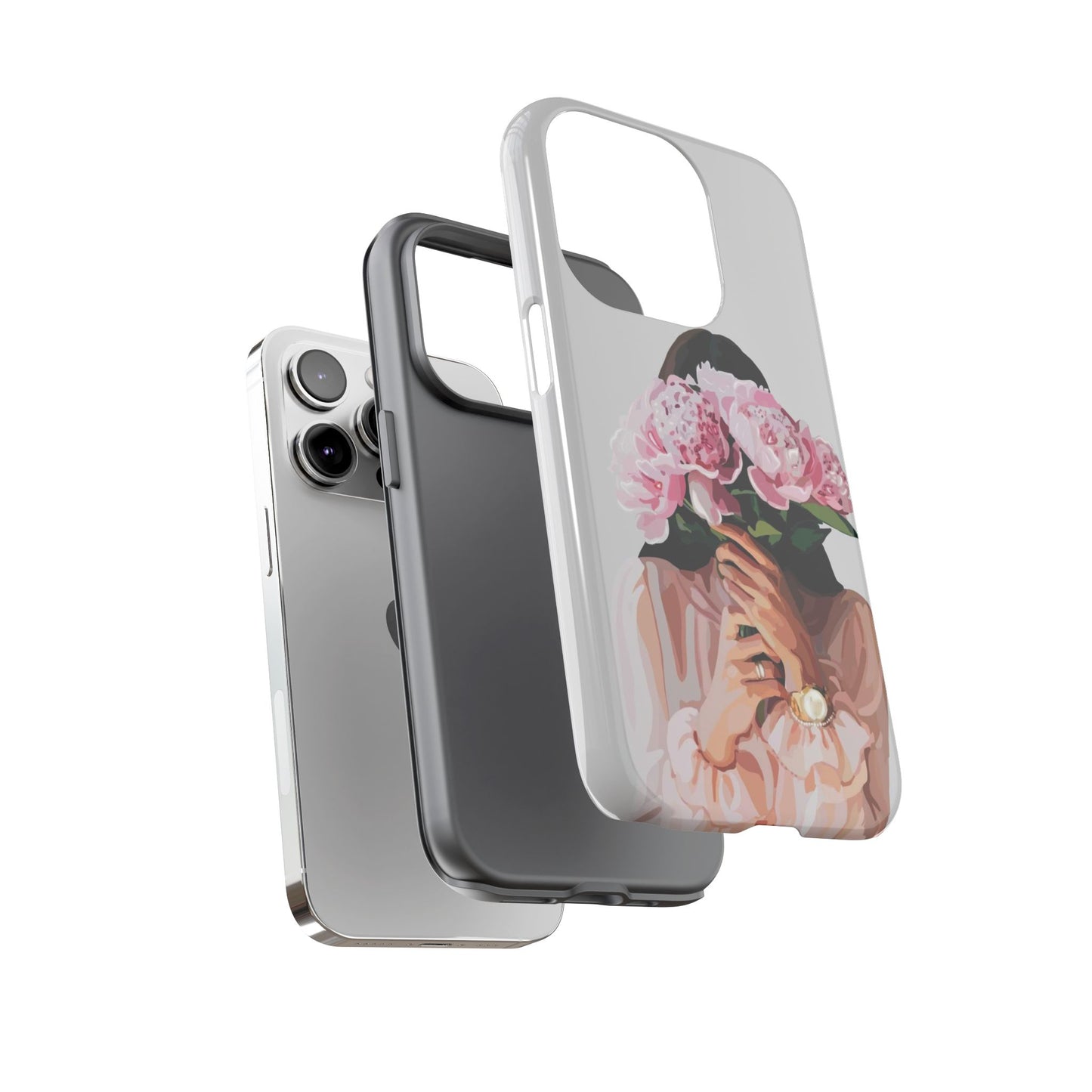 Artistic Phone Case with Floral Design, Durable Phone Cover