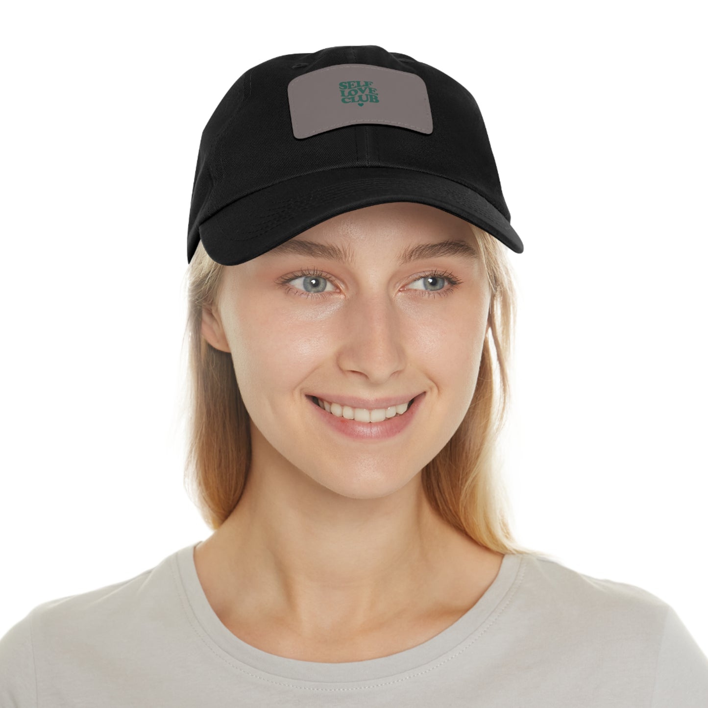 Self Love Club Dad Hat - Black with Leather Patch