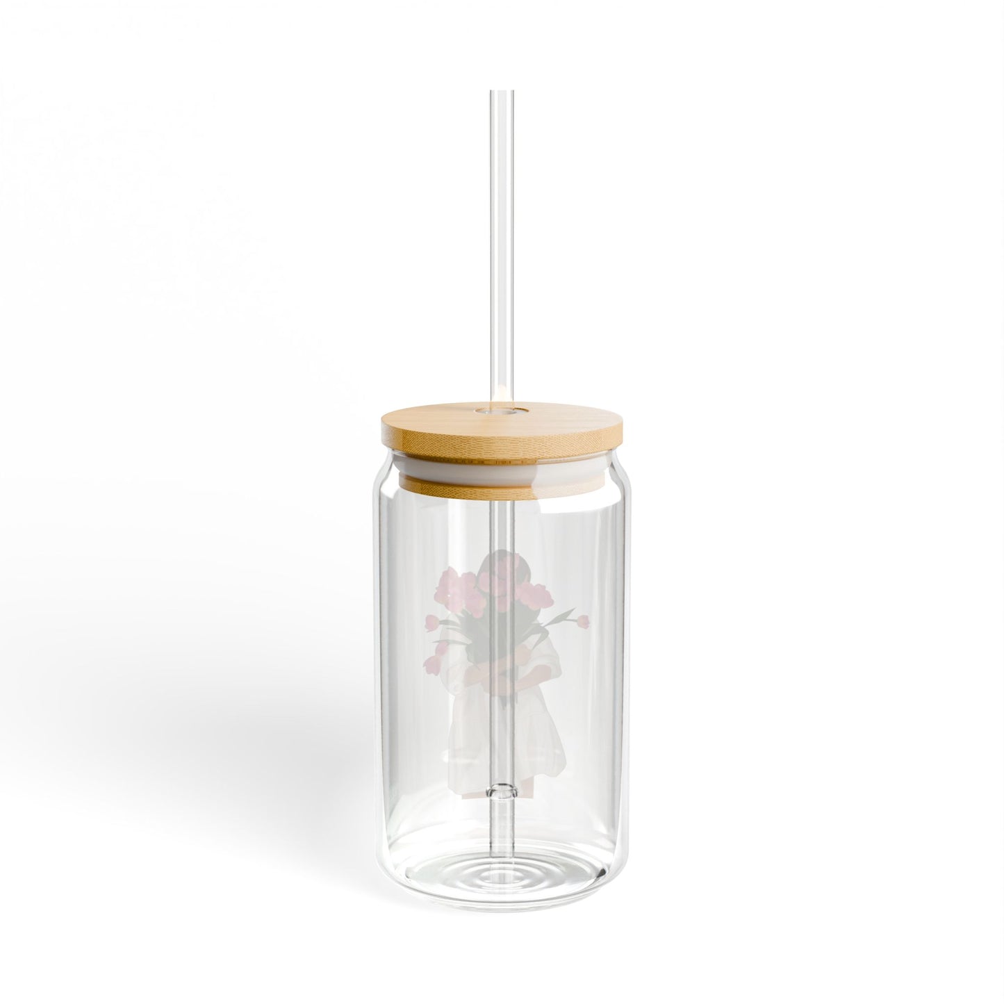 Chic Floral Sipper Glass, Eco-Friendly Beverage Jar, Perfect Gift