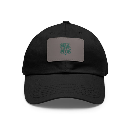 Self Love Club Dad Hat - Black with Leather Patch