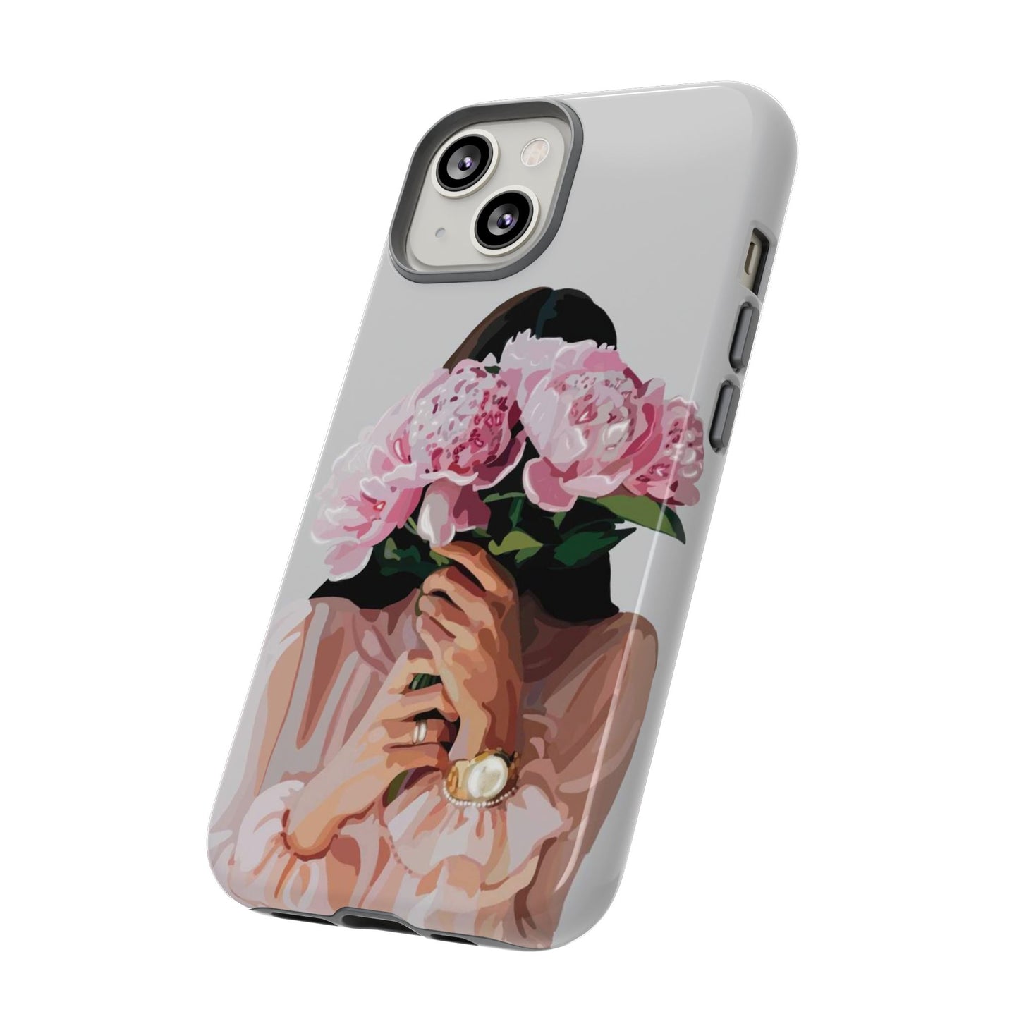 Artistic Phone Case with Floral Design, Durable Phone Cover