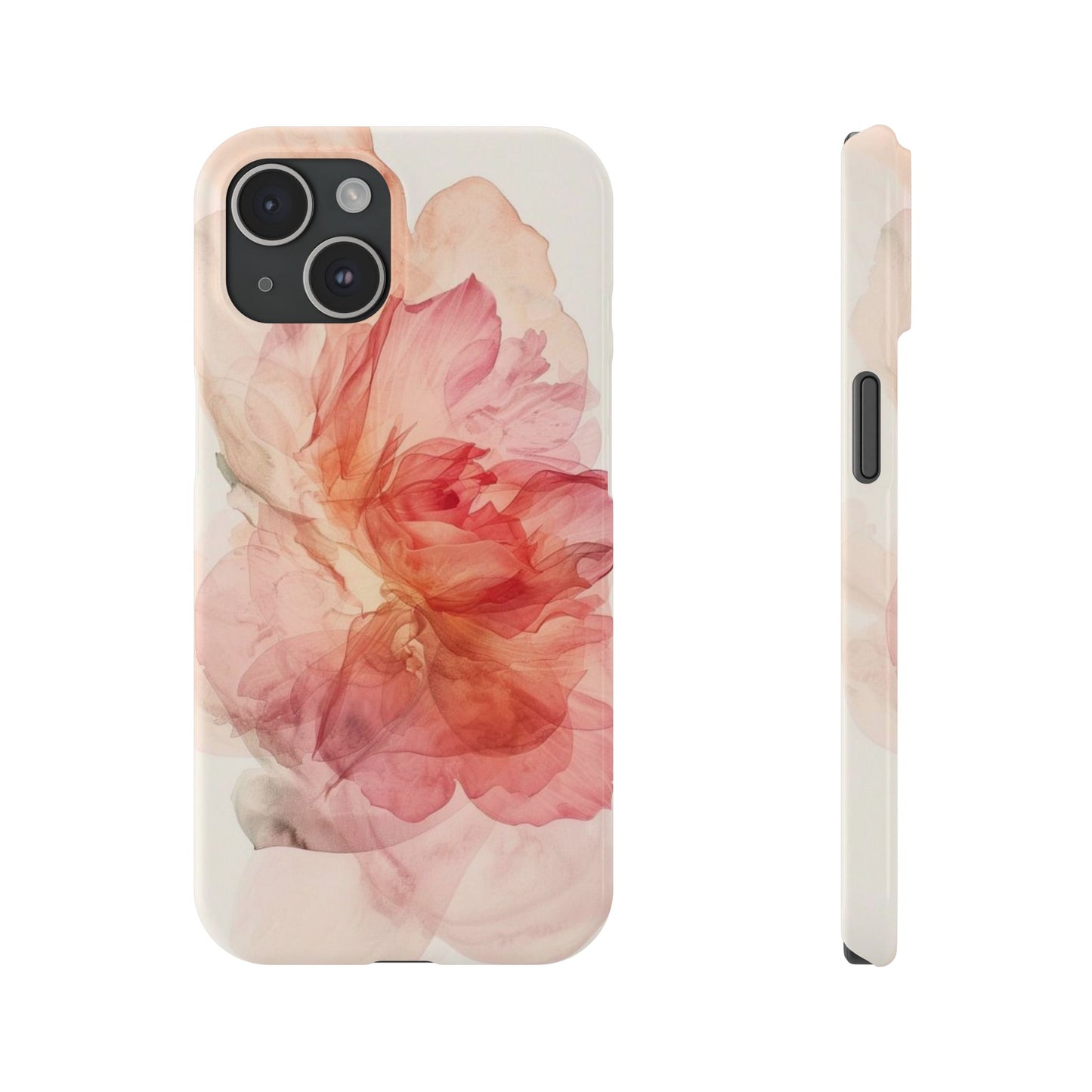 Elegant Floral Slim Phone Case, Flower Art Phone Cover, Stylish Mobile Case