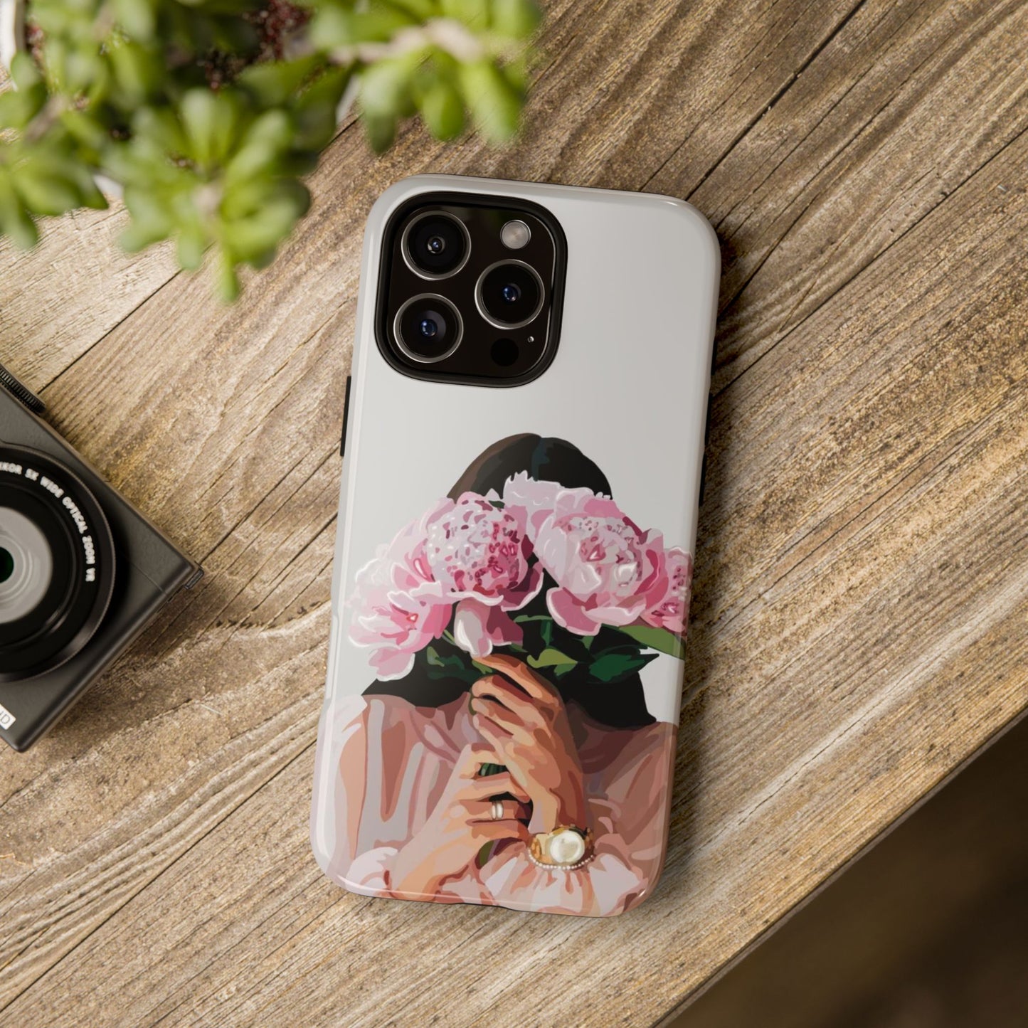Artistic Phone Case with Floral Design, Durable Phone Cover