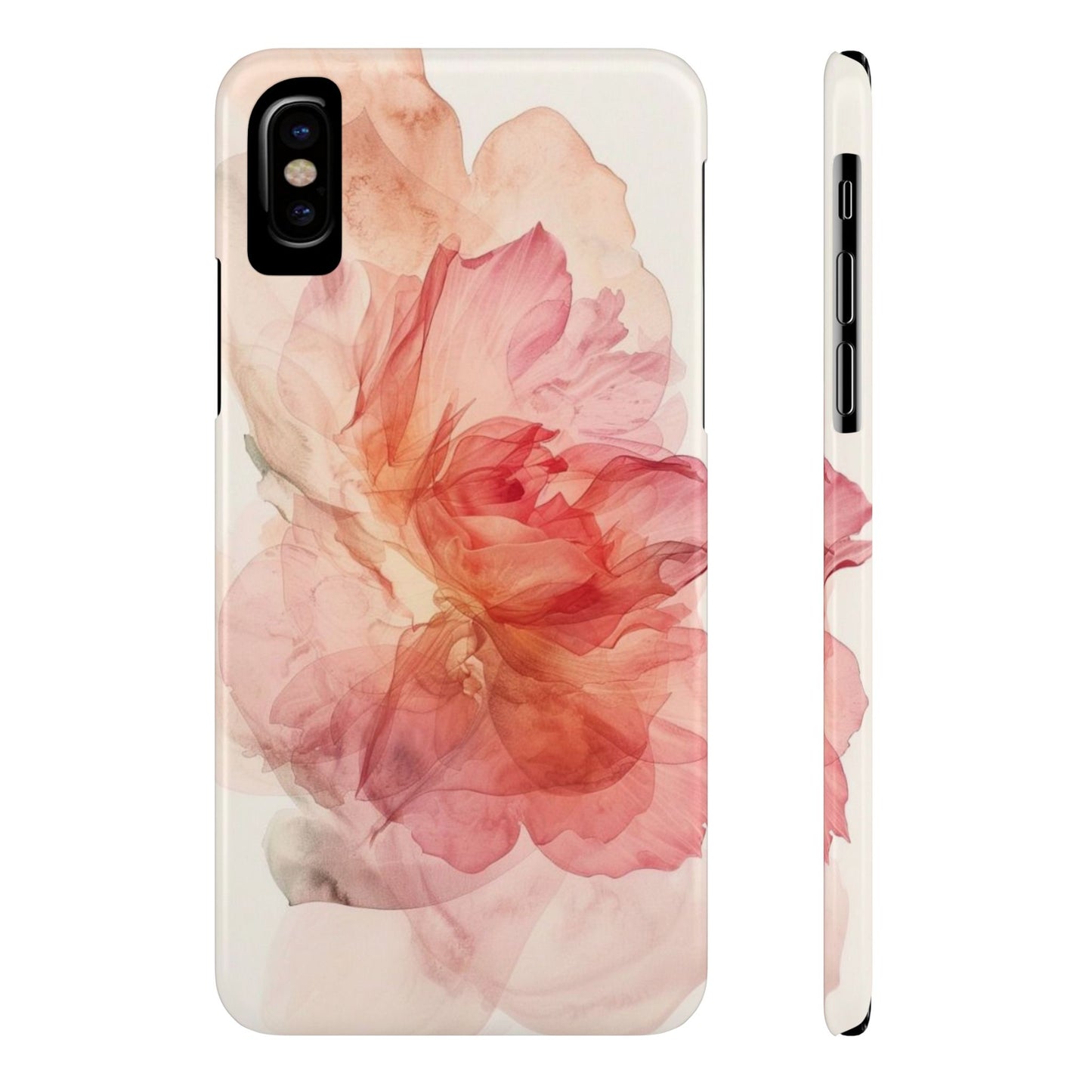 Elegant Floral Slim Phone Case, Flower Art Phone Cover, Stylish Mobile Case