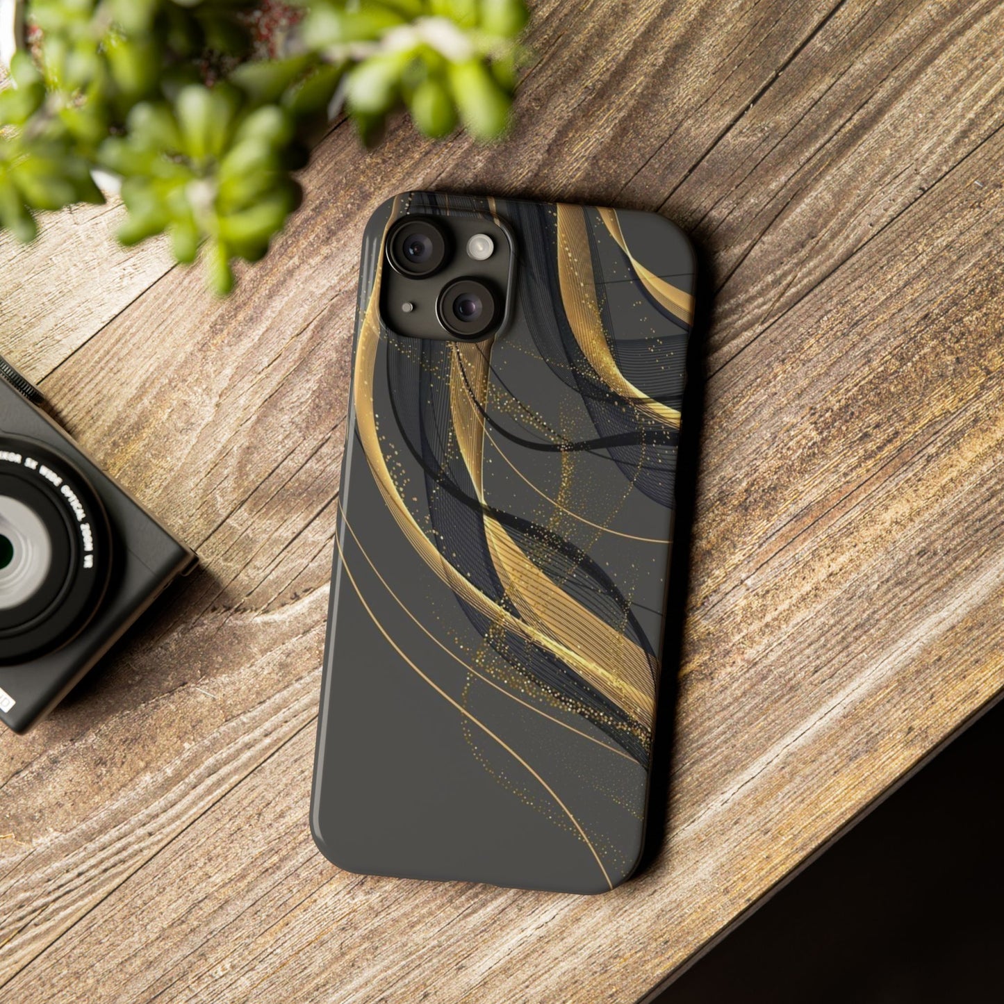 Elegant Abstract Gold Phone Case, Stylish Phone Cover, Slim Case