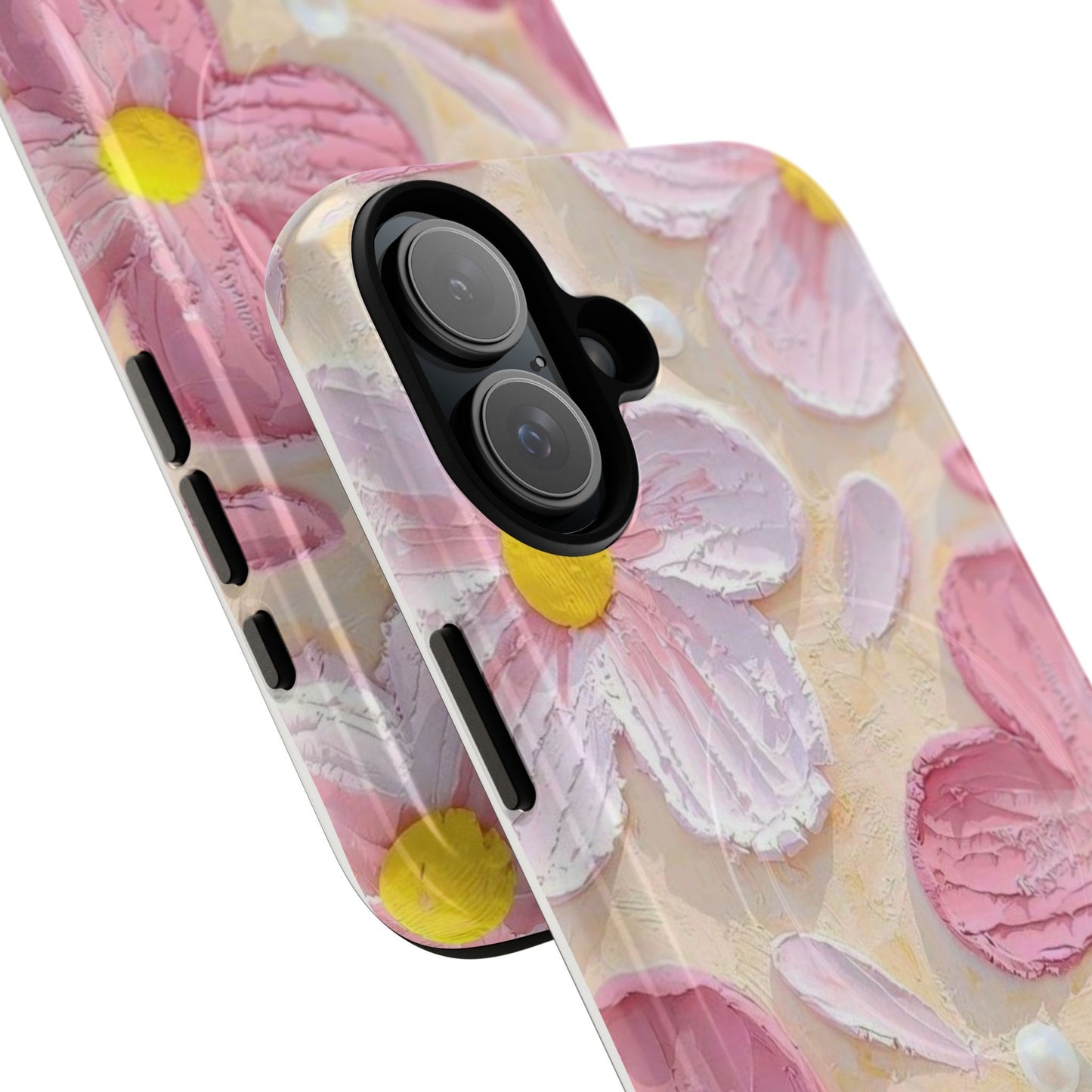 Floral Tough Magnetic Phone Case, Pink Flower Design, Durable Phone Cover
