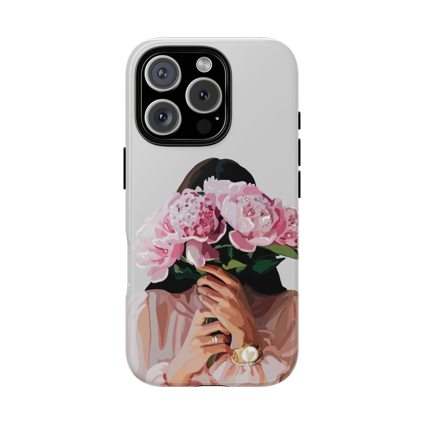 Artistic Phone Case with Floral Design, Durable Phone Cover