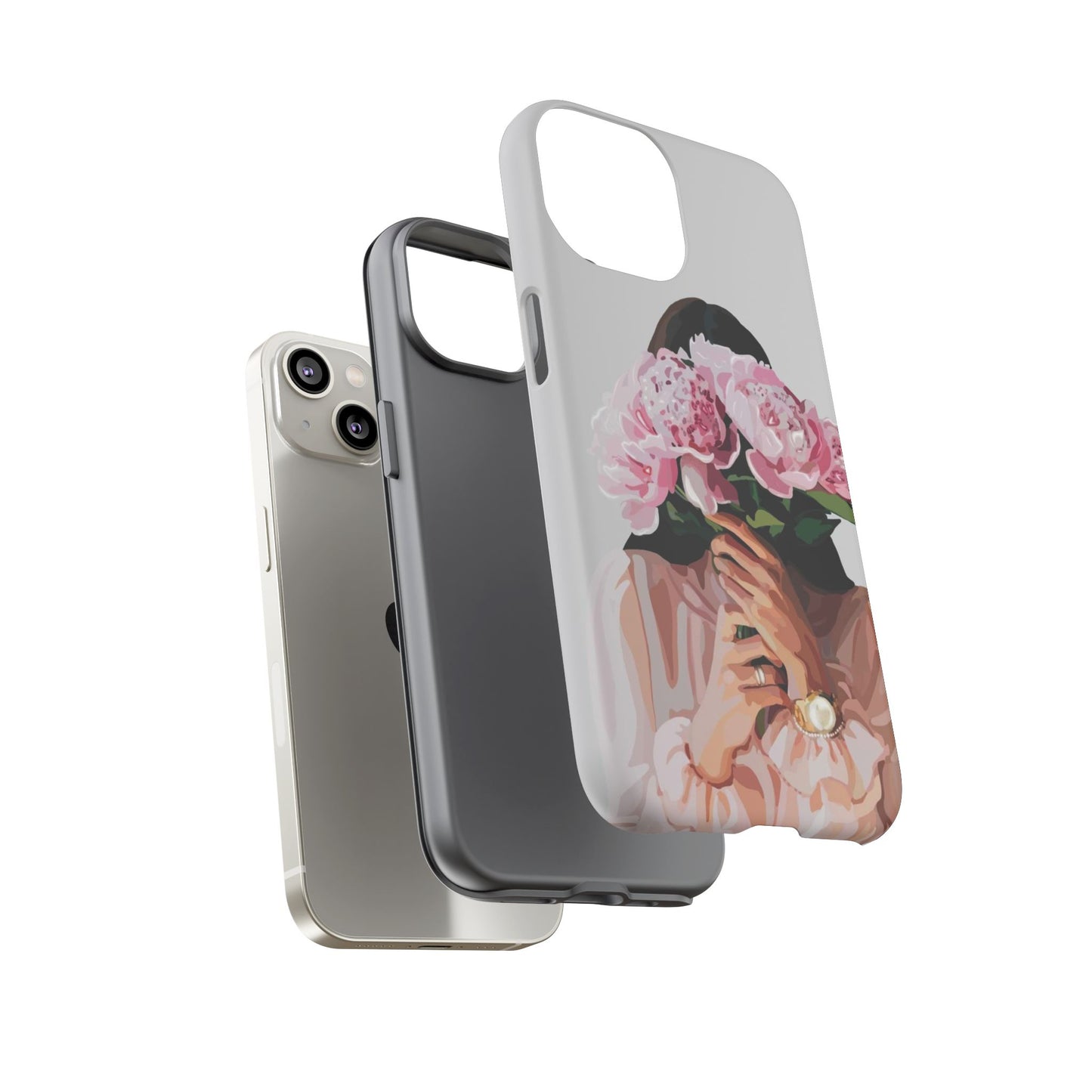 Artistic Phone Case with Floral Design, Durable Phone Cover