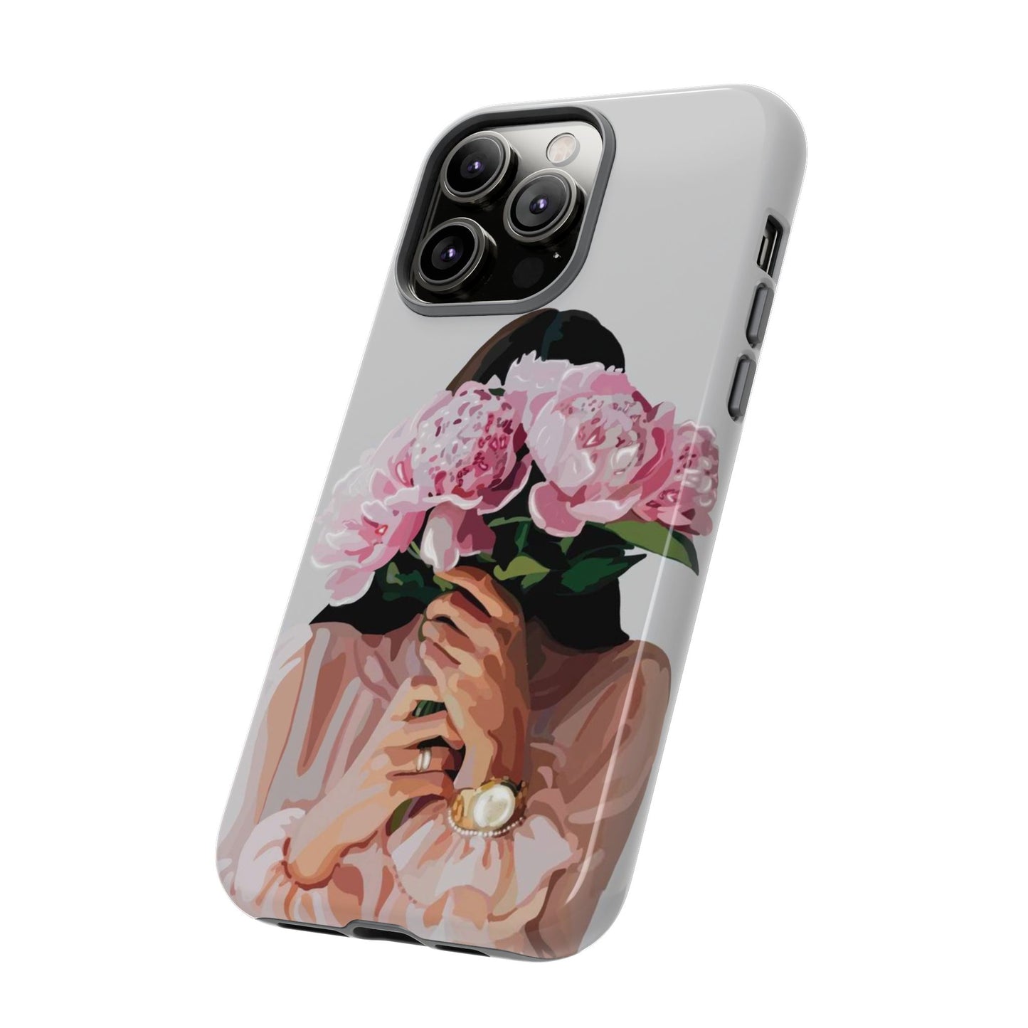 Artistic Phone Case with Floral Design, Durable Phone Cover