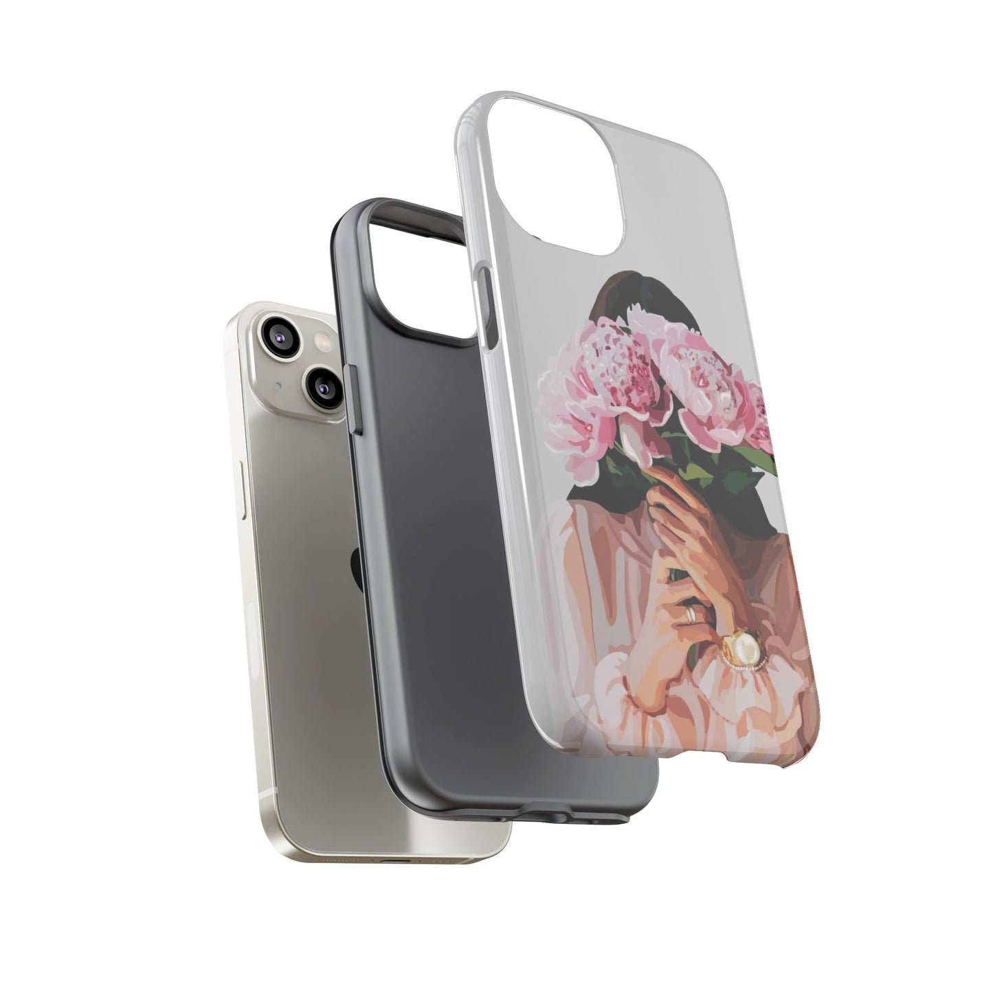 Artistic Phone Case with Floral Design, Durable Phone Cover
