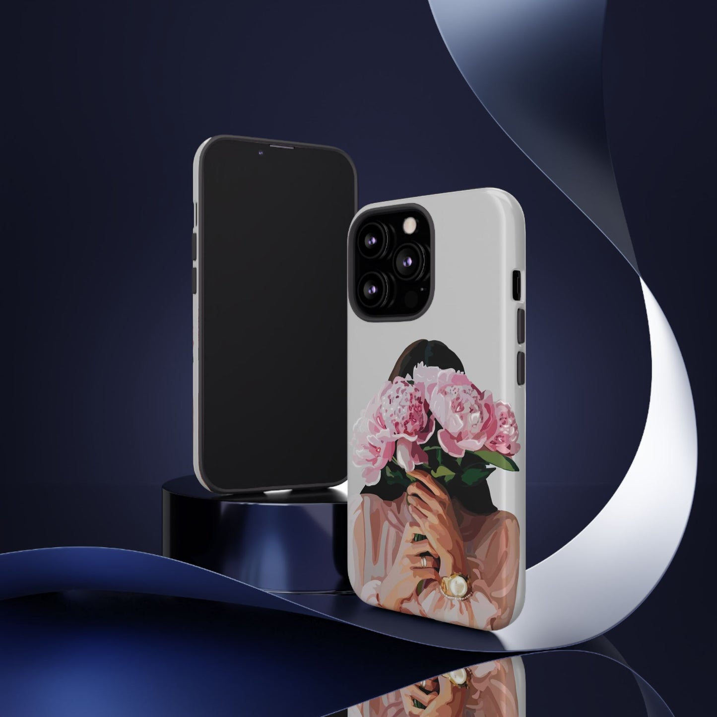 Artistic Phone Case with Floral Design, Durable Phone Cover