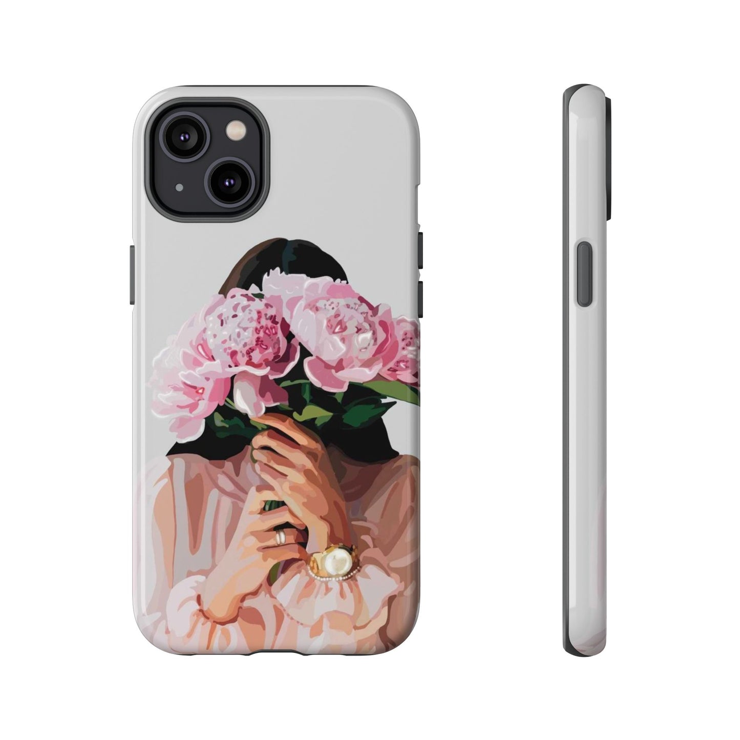 Artistic Phone Case with Floral Design, Durable Phone Cover