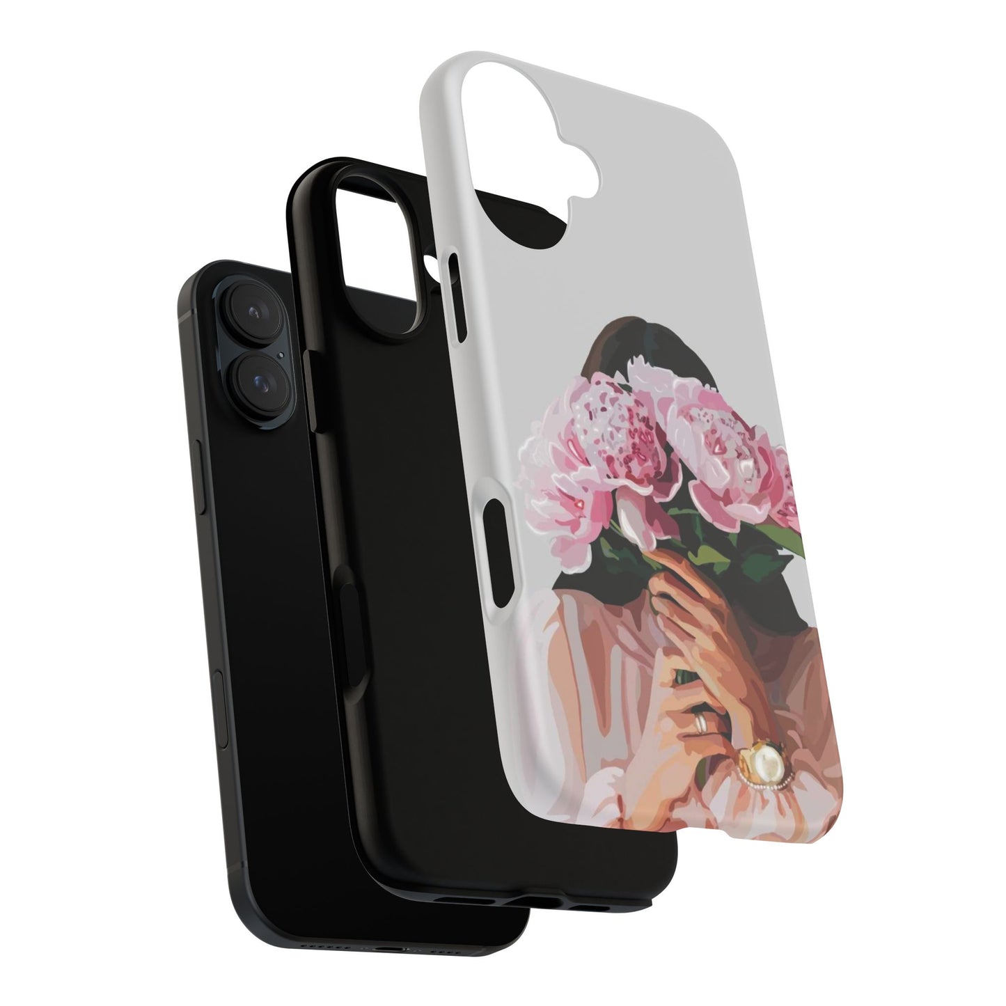 Artistic Phone Case with Floral Design, Durable Phone Cover