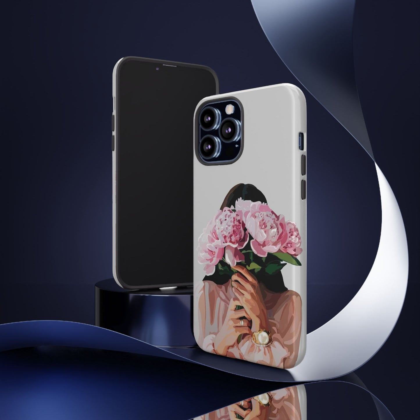 Artistic Phone Case with Floral Design, Durable Phone Cover