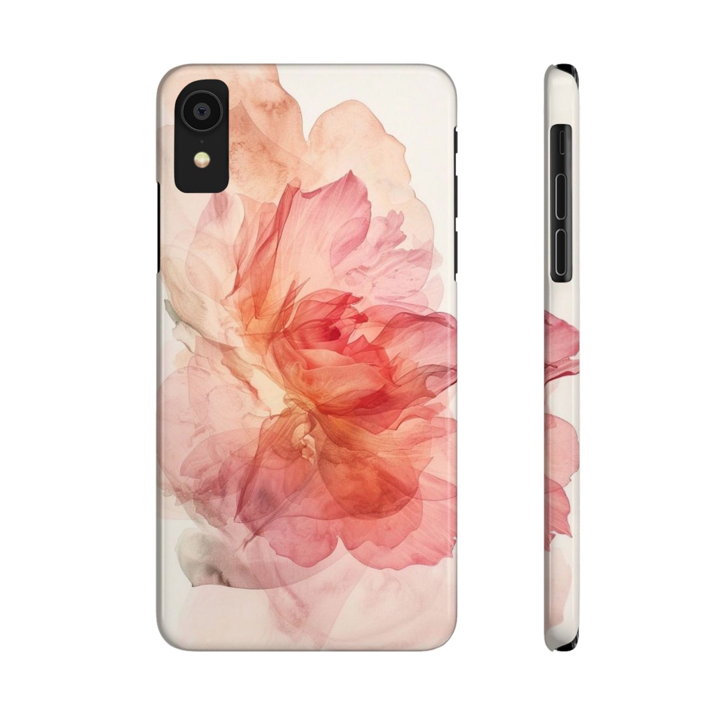 Elegant Floral Slim Phone Case, Flower Art Phone Cover, Stylish Mobile Case