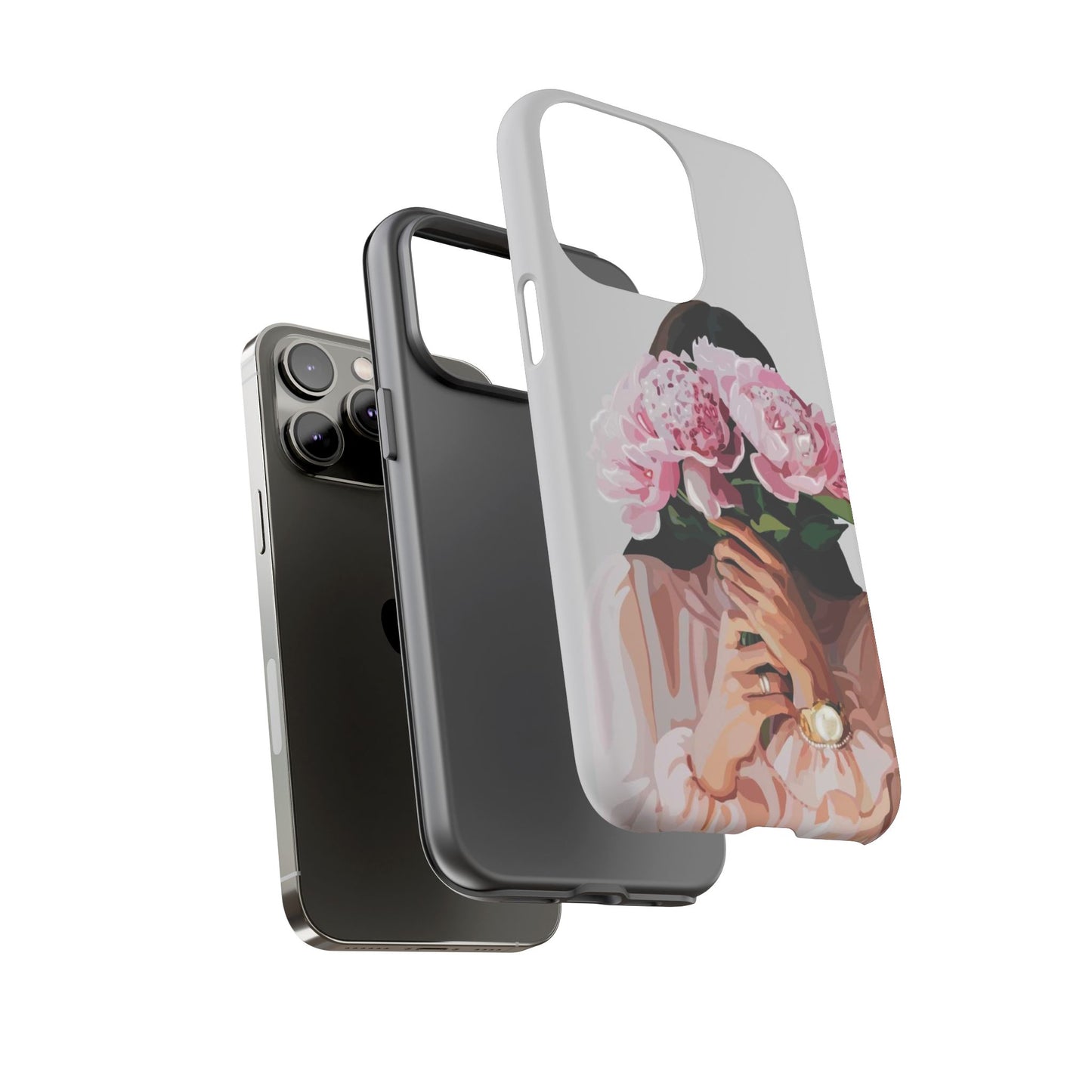 Artistic Phone Case with Floral Design, Durable Phone Cover
