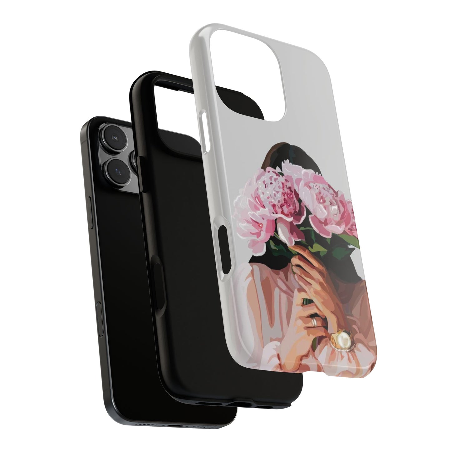 Artistic Phone Case with Floral Design, Durable Phone Cover