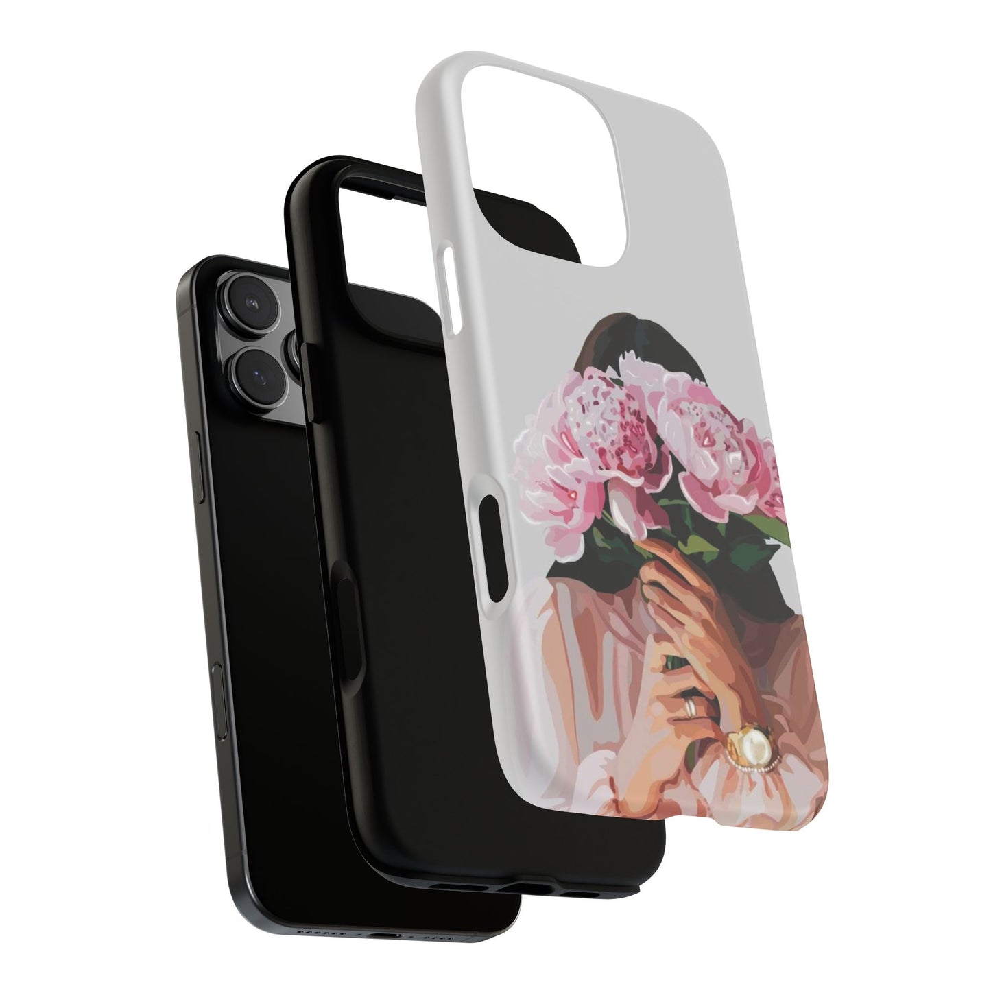 Artistic Phone Case with Floral Design, Durable Phone Cover