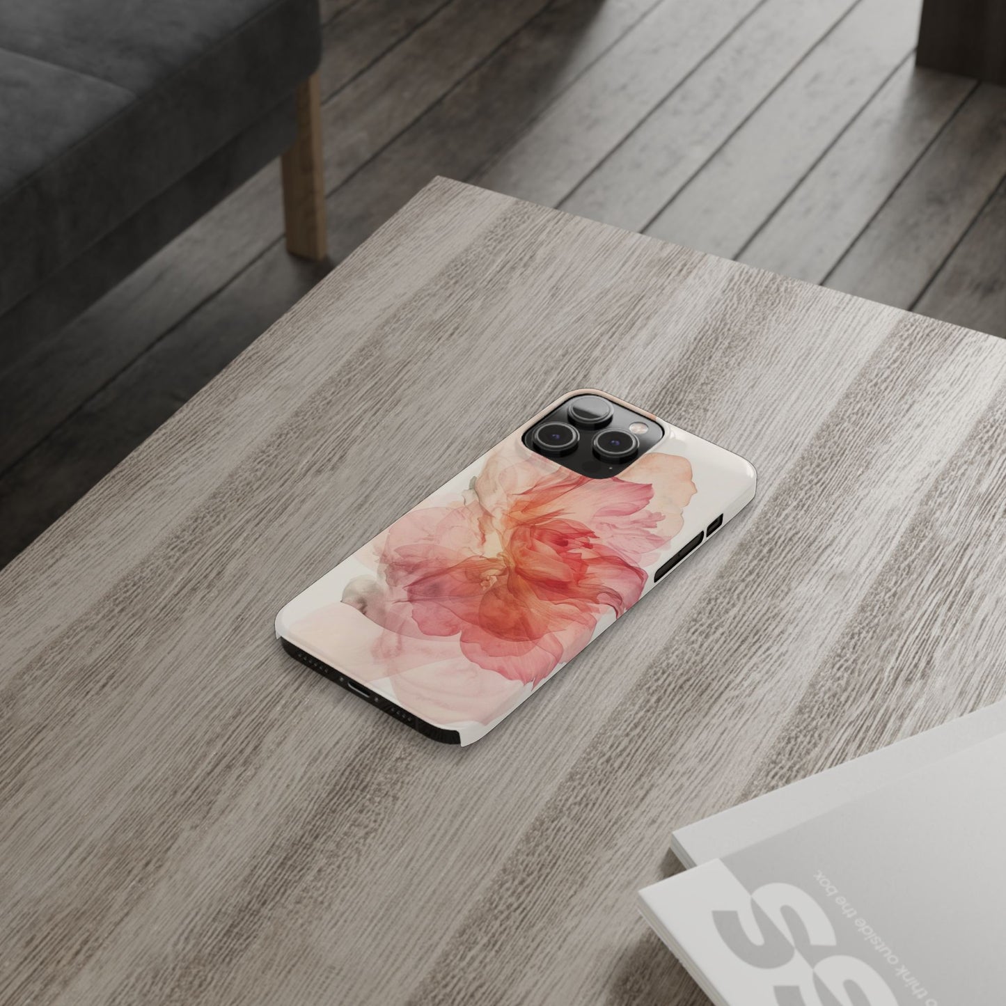 Elegant Floral Slim Phone Case, Flower Art Phone Cover, Stylish Mobile Case