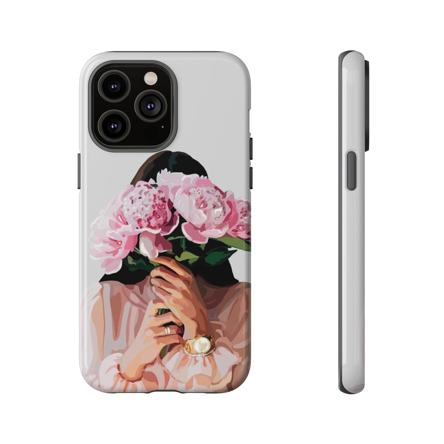 Artistic Phone Case with Floral Design, Durable Phone Cover