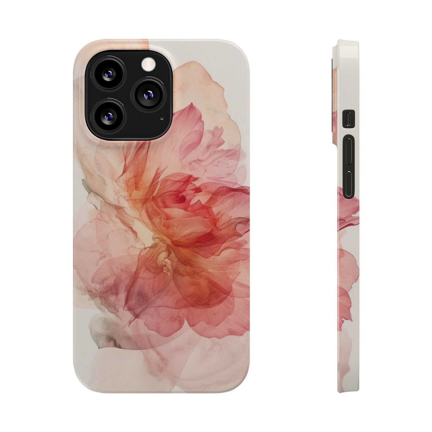 Elegant Floral Slim Phone Case, Flower Art Phone Cover, Stylish Mobile Case