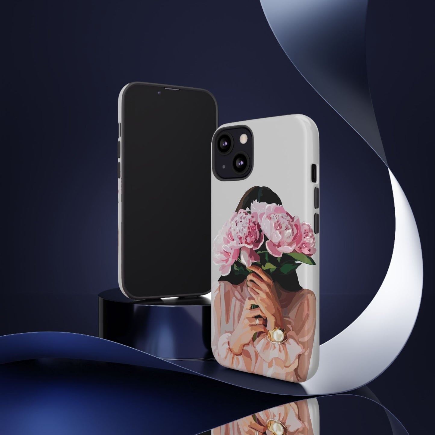 Artistic Phone Case with Floral Design, Durable Phone Cover
