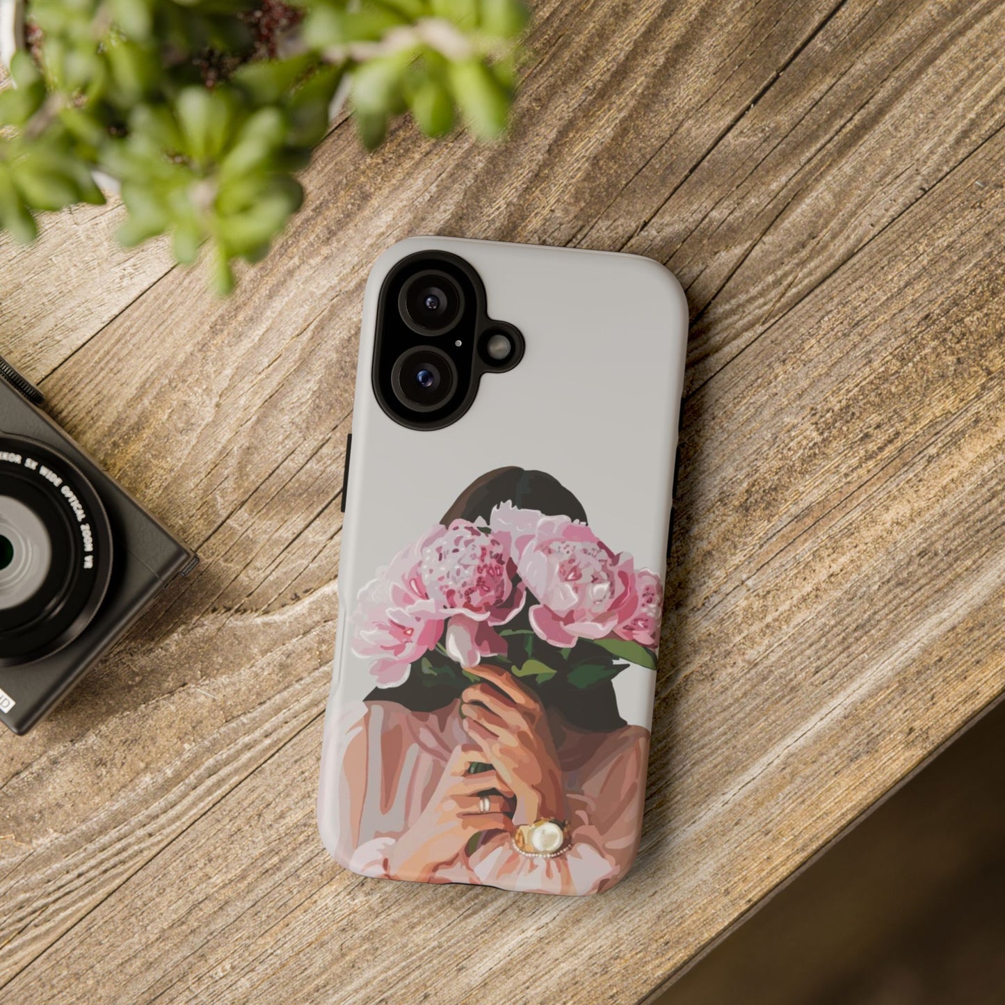 Artistic Phone Case with Floral Design, Durable Phone Cover