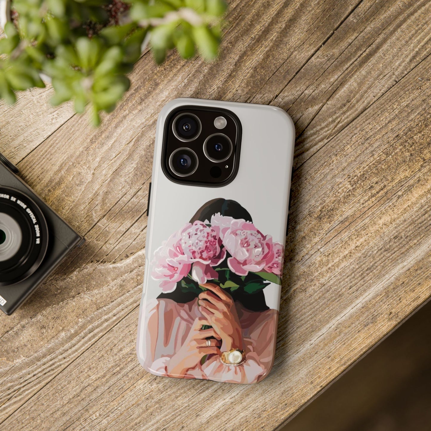 Artistic Phone Case with Floral Design, Durable Phone Cover