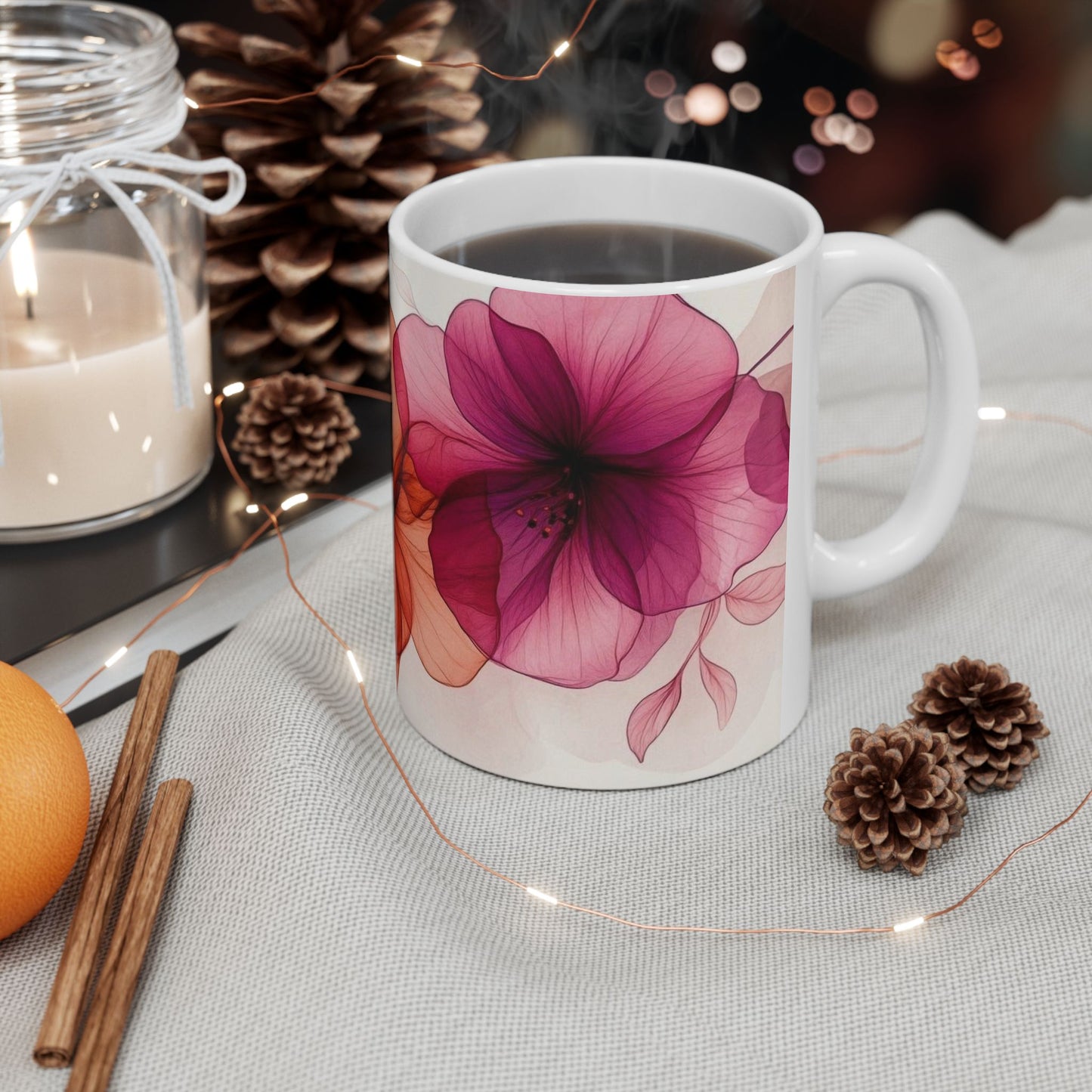 Floral Ceramic Mug, Coffee Mug, Tea Mug