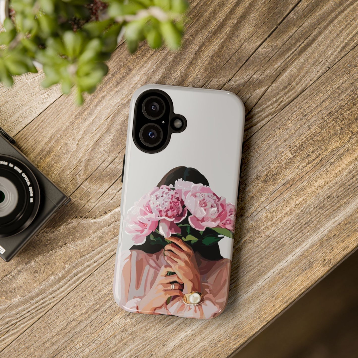 Artistic Phone Case with Floral Design, Durable Phone Cover