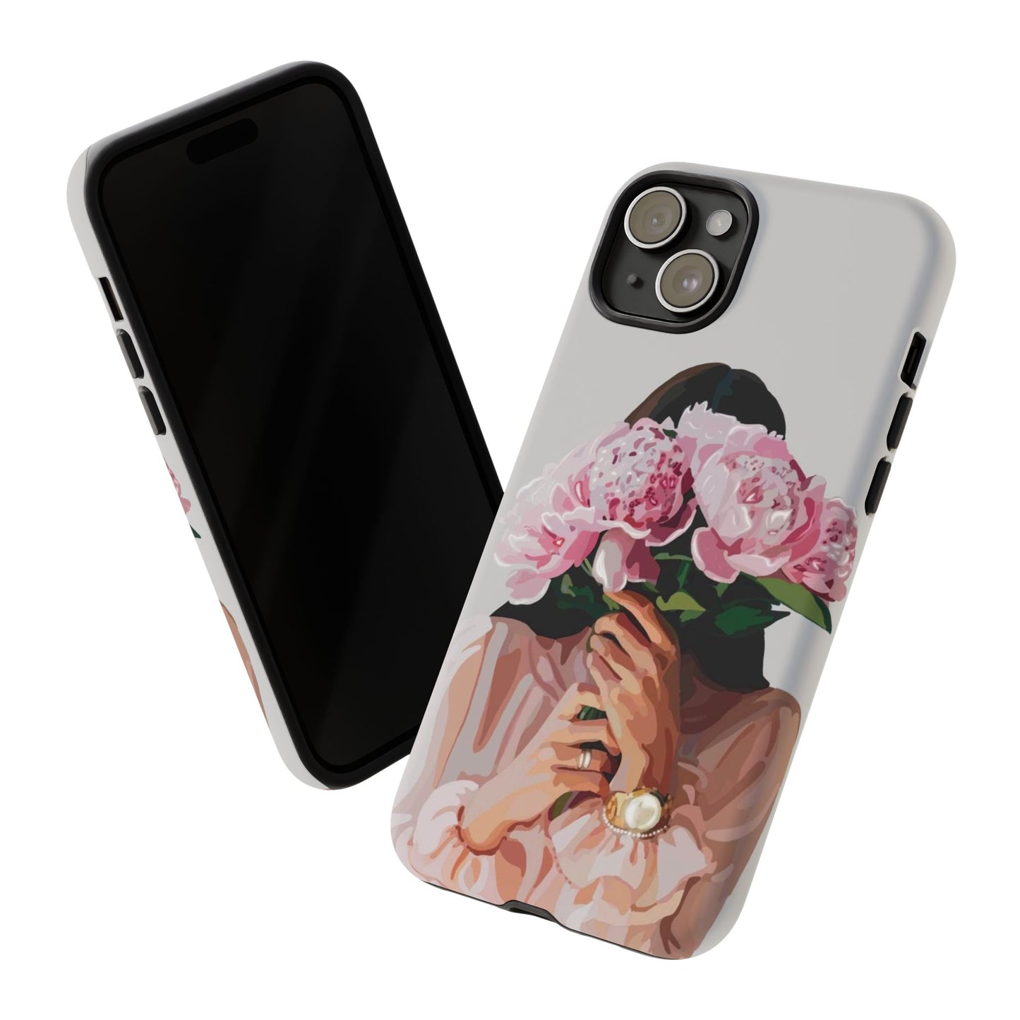 Artistic Phone Case with Floral Design, Durable Phone Cover
