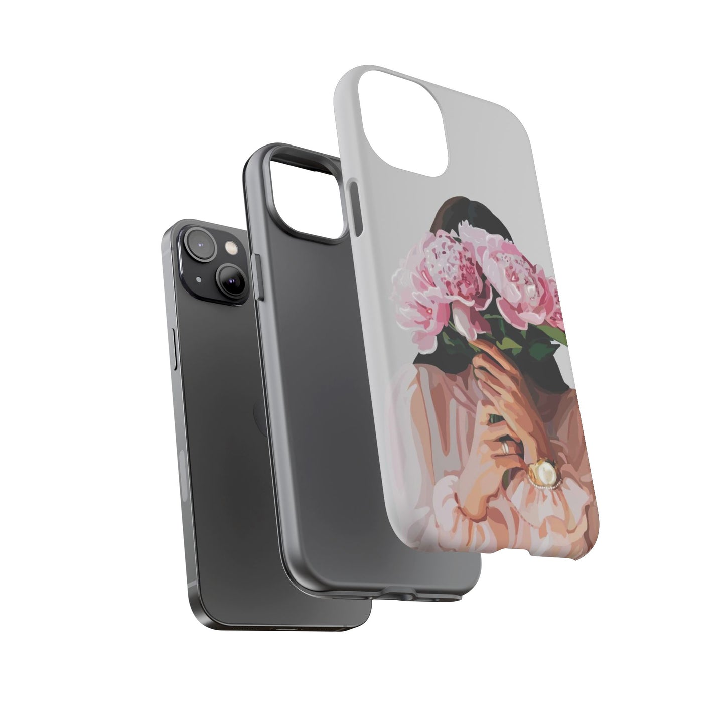 Artistic Phone Case with Floral Design, Durable Phone Cover