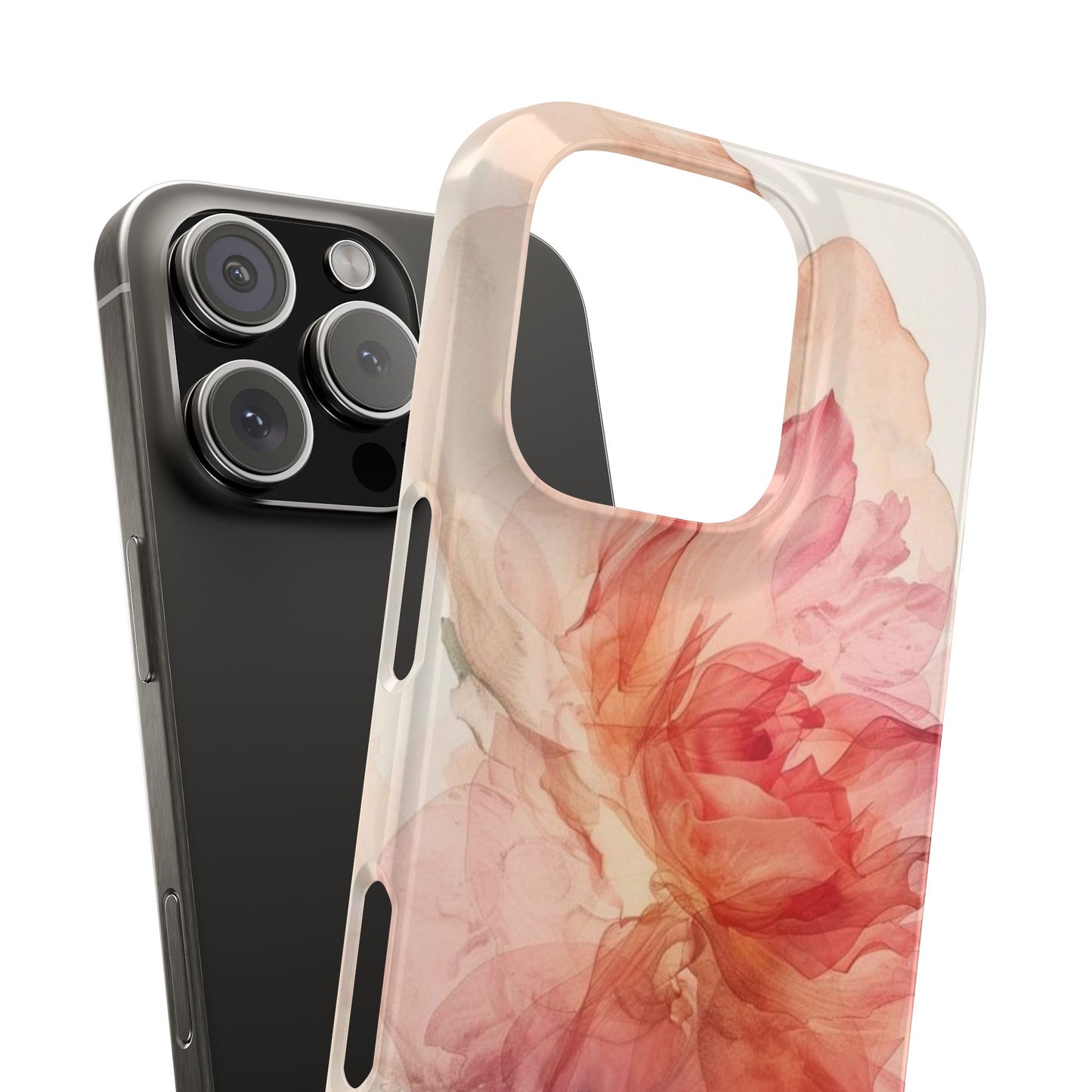 Elegant Floral Slim Phone Case, Flower Art Phone Cover, Stylish Mobile Case