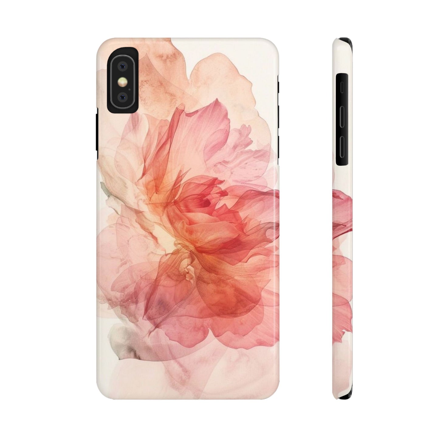 Elegant Floral Slim Phone Case, Flower Art Phone Cover, Stylish Mobile Case