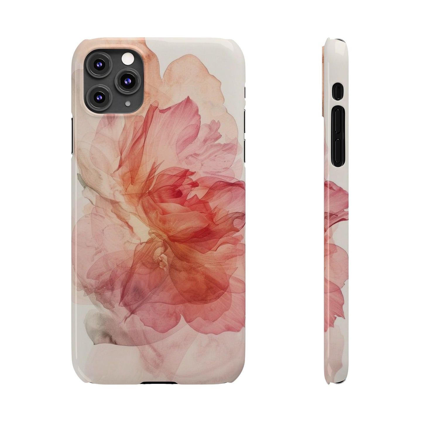 Elegant Floral Slim Phone Case, Flower Art Phone Cover, Stylish Mobile Case