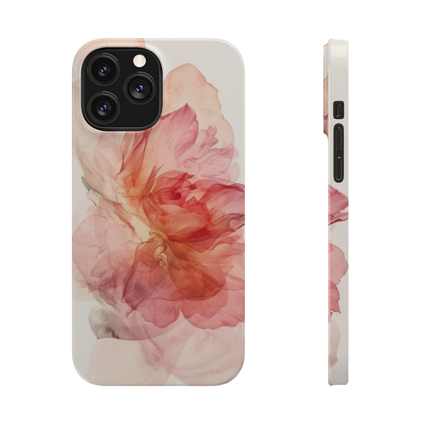 Elegant Floral Slim Phone Case, Flower Art Phone Cover, Stylish Mobile Case
