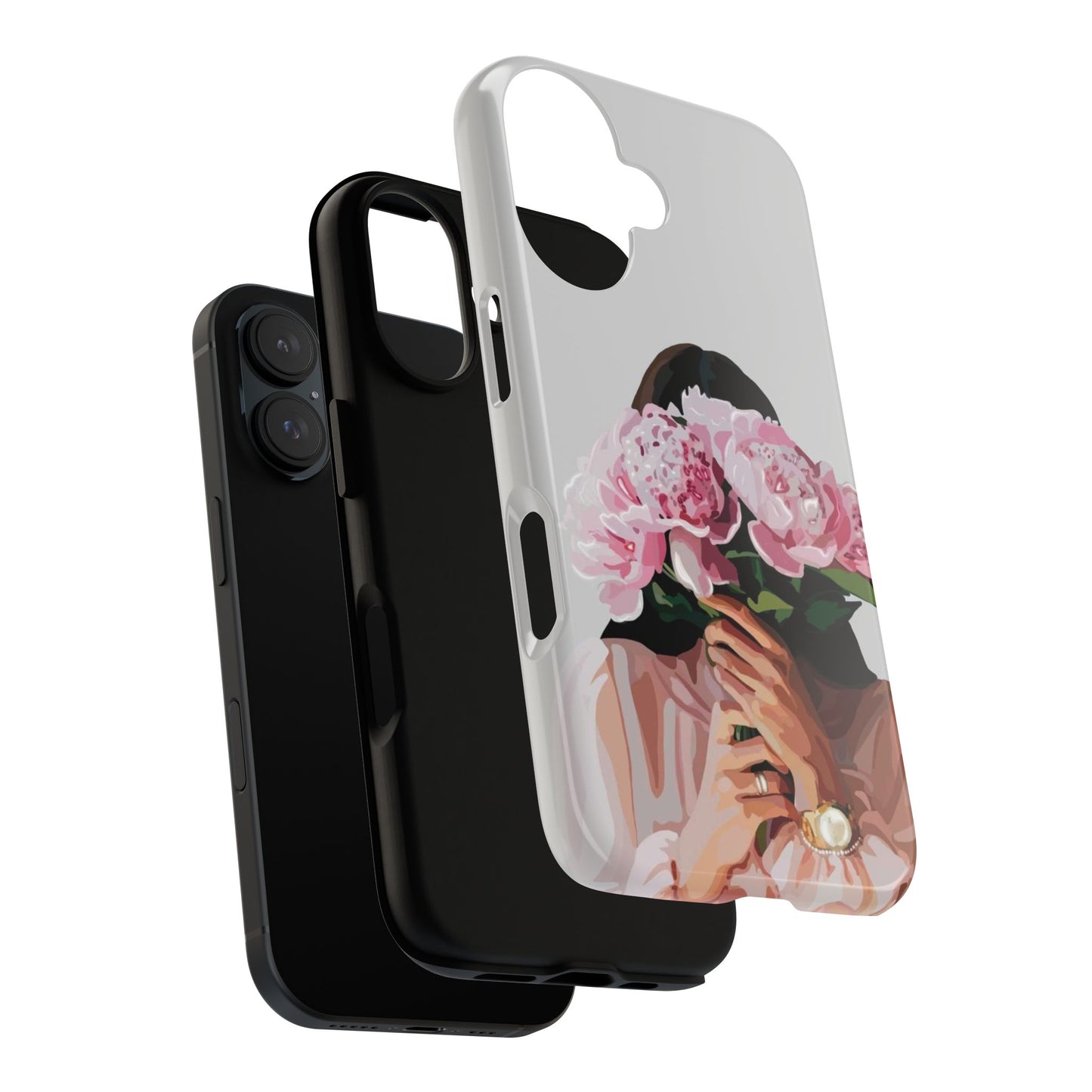 Artistic Phone Case with Floral Design, Durable Phone Cover