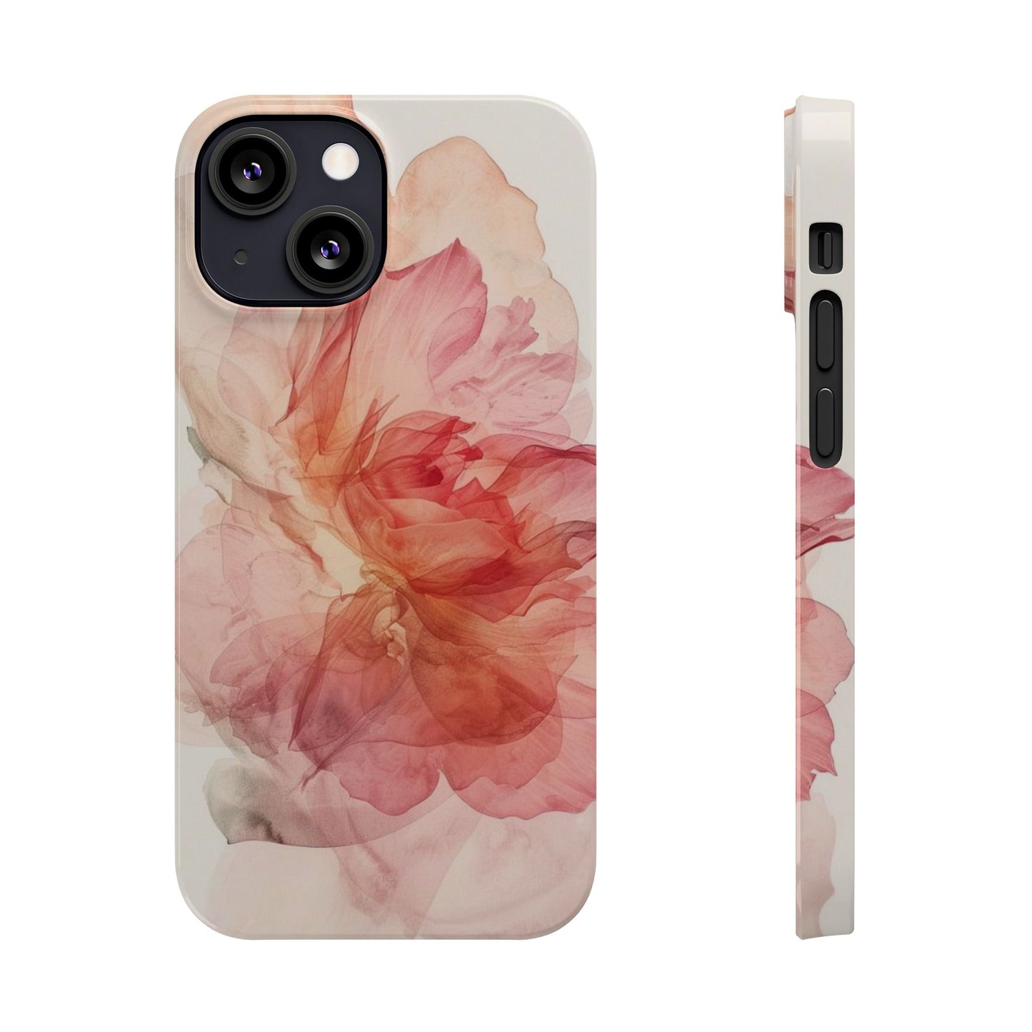 Elegant Floral Slim Phone Case, Flower Art Phone Cover, Stylish Mobile Case