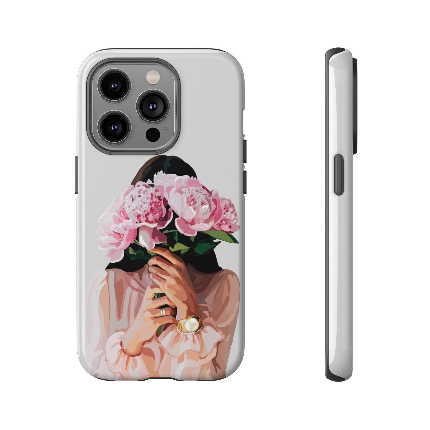 Artistic Phone Case with Floral Design, Durable Phone Cover