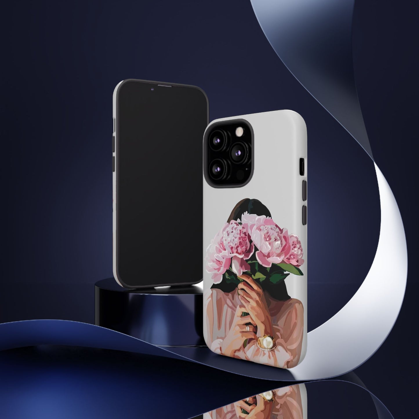 Artistic Phone Case with Floral Design, Durable Phone Cover