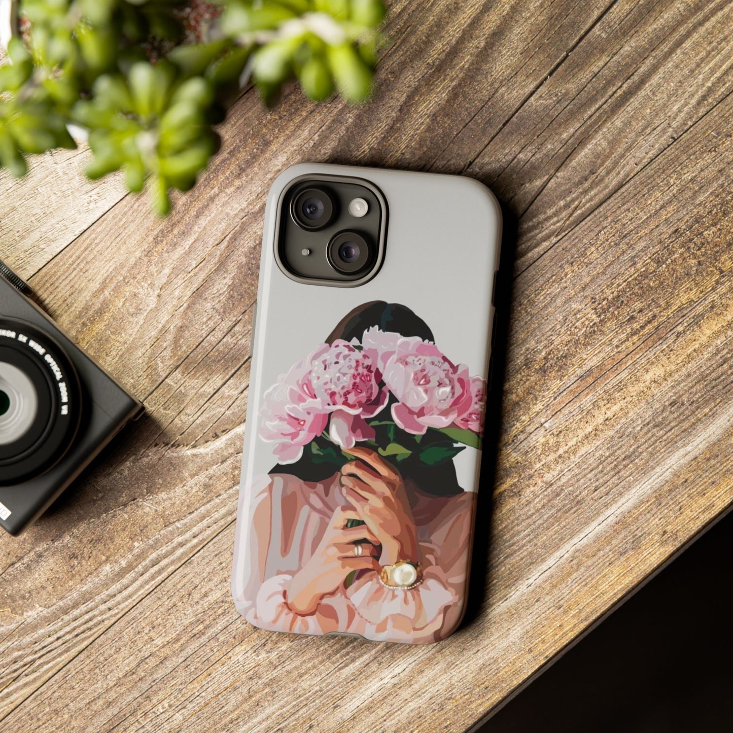 Artistic Phone Case with Floral Design, Durable Phone Cover