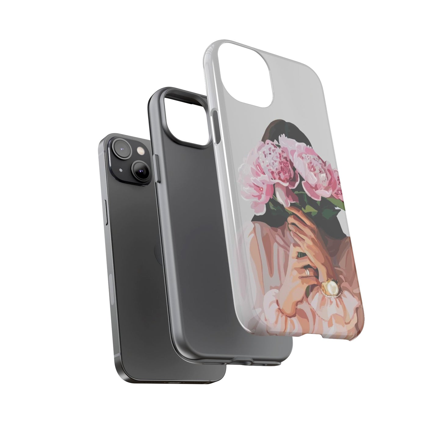 Artistic Phone Case with Floral Design, Durable Phone Cover