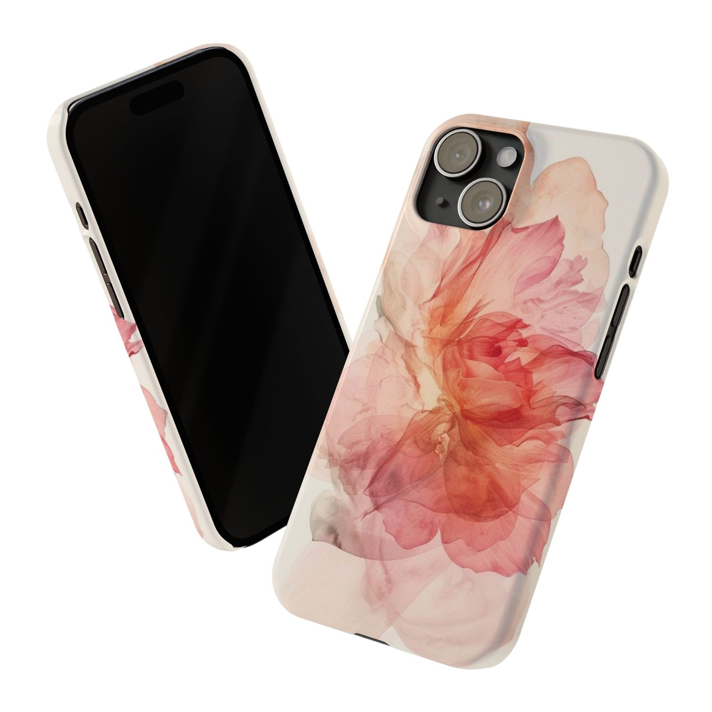 Elegant Floral Slim Phone Case, Flower Art Phone Cover, Stylish Mobile Case