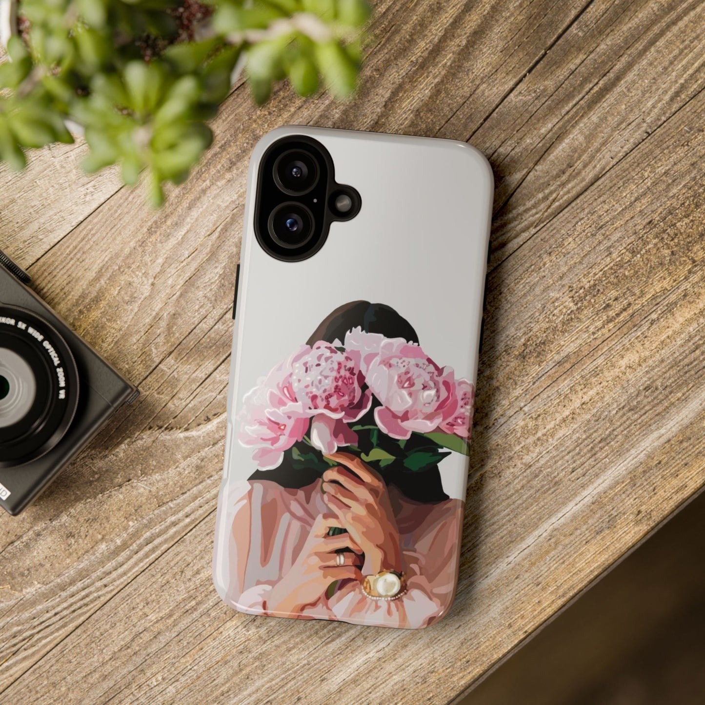 Artistic Phone Case with Floral Design, Durable Phone Cover