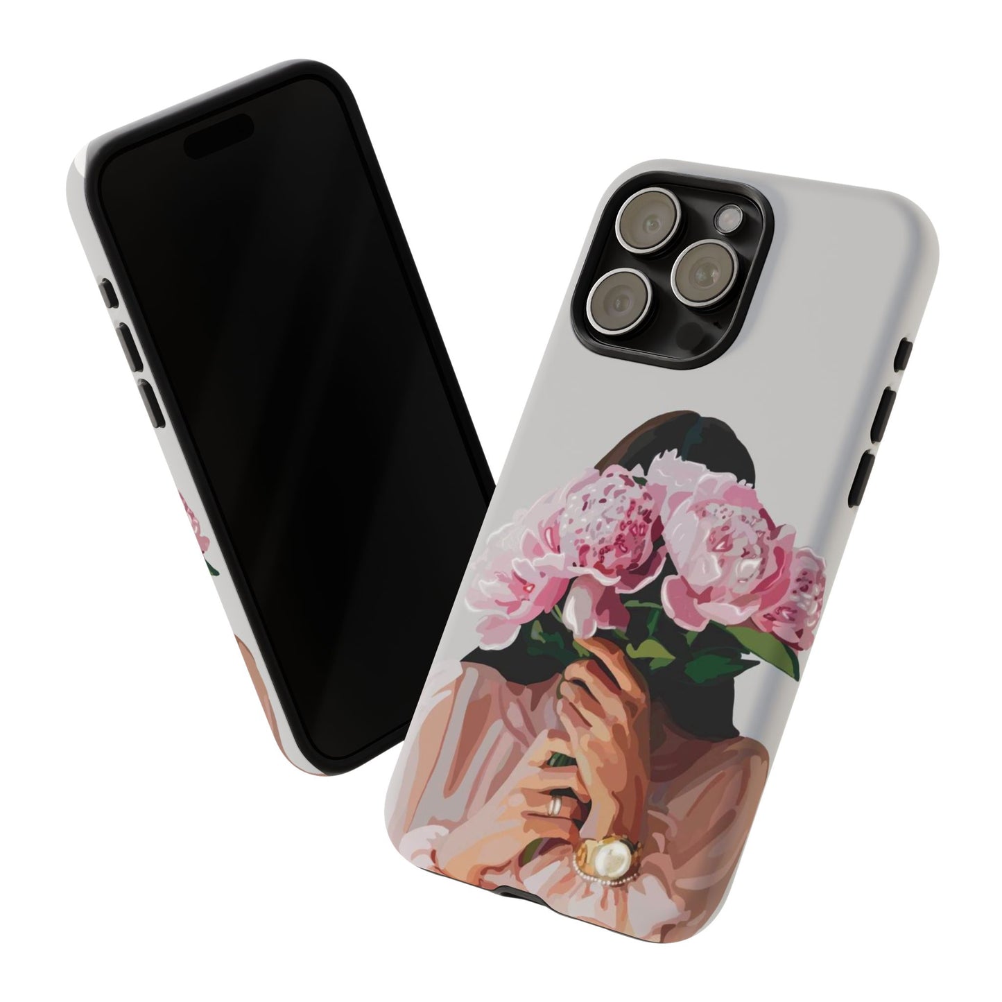 Artistic Phone Case with Floral Design, Durable Phone Cover