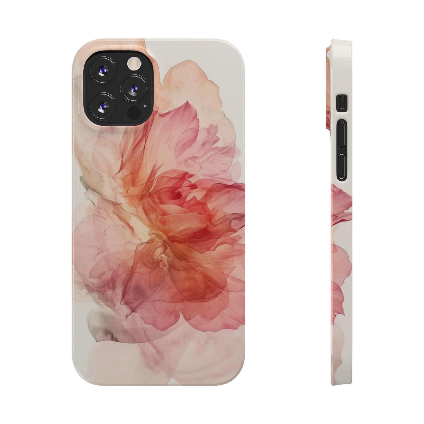 Elegant Floral Slim Phone Case, Flower Art Phone Cover, Stylish Mobile Case